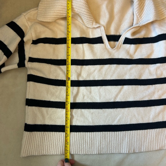 Cream and Black Striped Collared Sweater - Picture 4 of 4